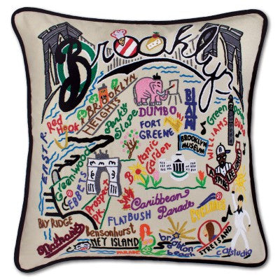Hand-Embroidered Brooklyn Pillow
